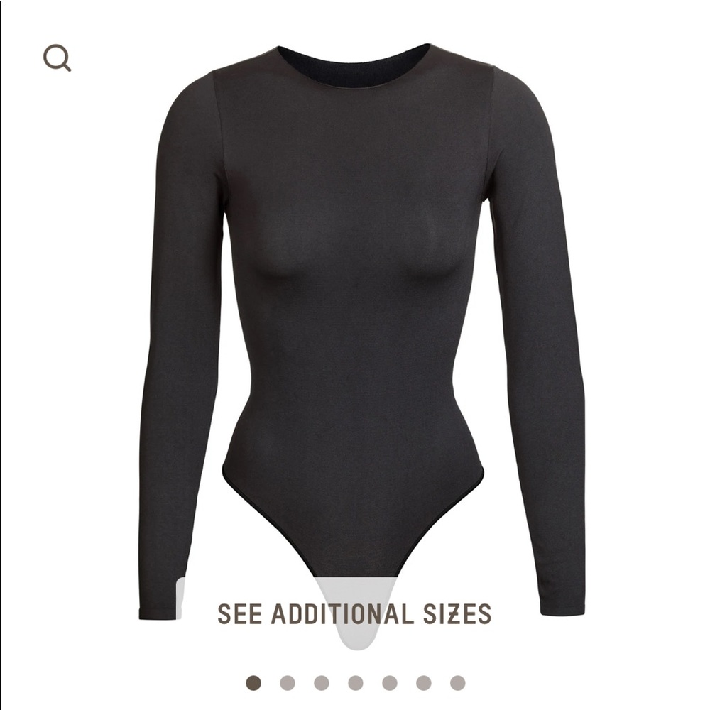 Black Skims Crew Neck Thong Bodysuit